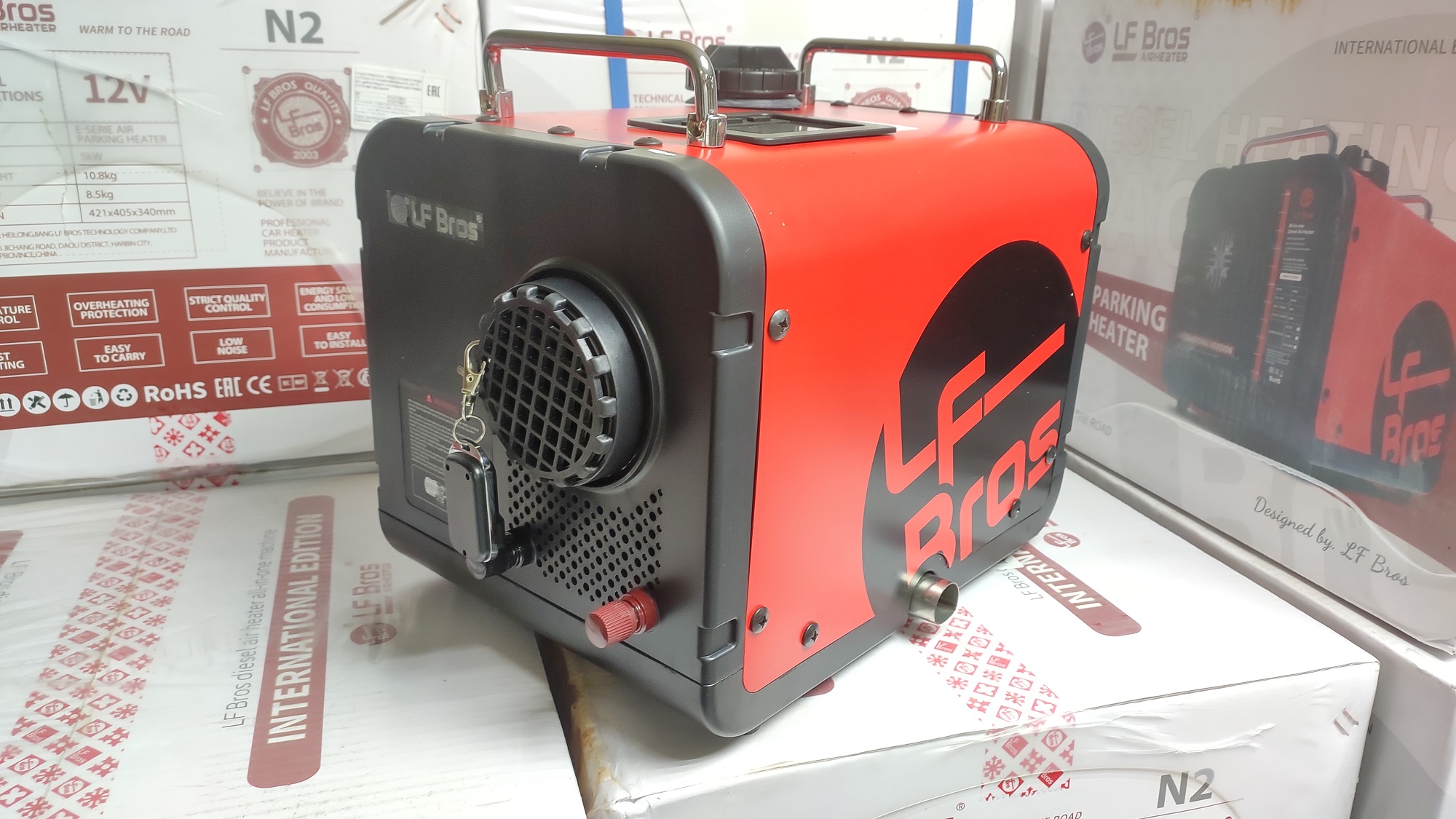 LFBros Лунфей отопитель дизельный автономный 12 вольт, 24 вольт, 220 вольт, 5 квт красный